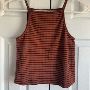 Cropped high neck American Apparel orange tank top